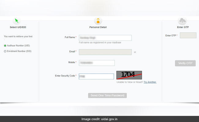 aadhaar on mobile 650 uidai website